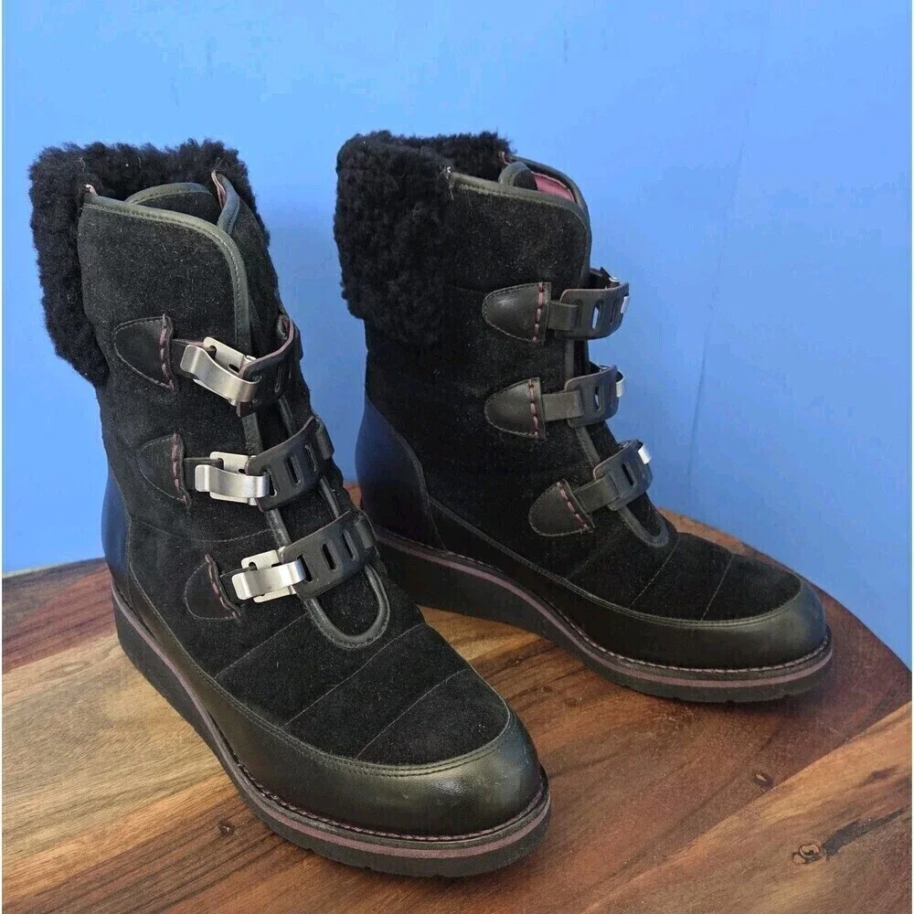 Cole Haan Lania NikeAIR Boots Leather / Suede Black Women's 7